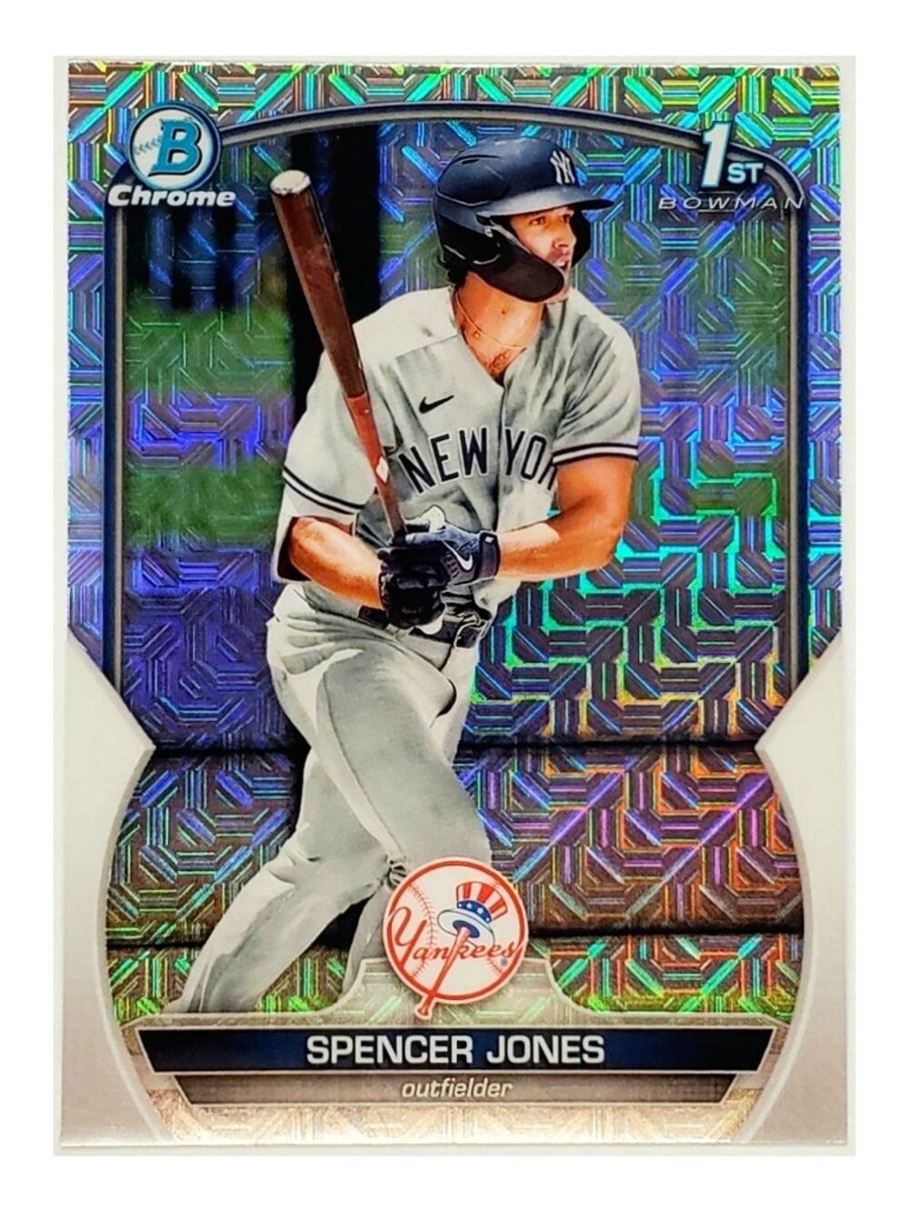 SPENCER JONES ROOKIE MOJO REFRACTOR "1ST BOWMAN" 2023 BOWMAN CHROME, YANKEES!